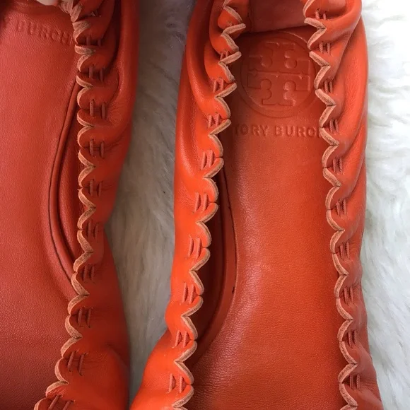 Tory Burch Brazen Burnt Orange Reese Mestico Leather Tasseled Ballet Flats - Picture 8 of 11
